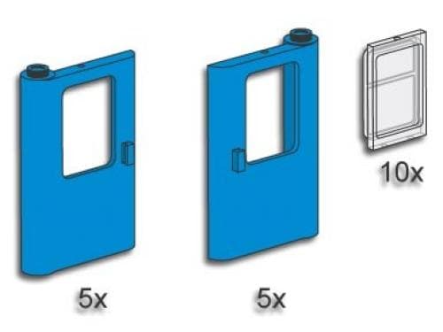 Blue Train Doors with Panes