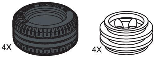 Small Lawn Tire & Hub (4 tires 4 hubs)
